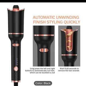 Automatic Unwinding Hair Curler - Black
